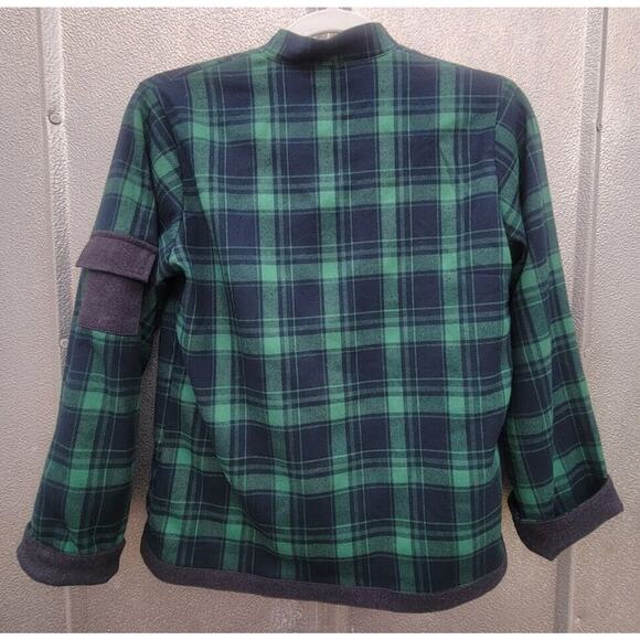OLOLO Green &Blue Side Button Lined Flannel Top Size S - Picture 6 of 11
